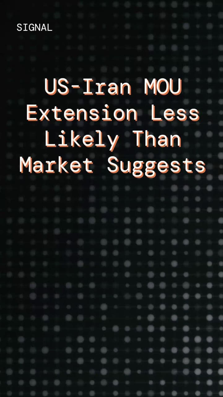 Thumbnail for the Quotient YouTube Short: Quotient Signal - US-Iran MOU Extension Less Likely Than Market Suggests.