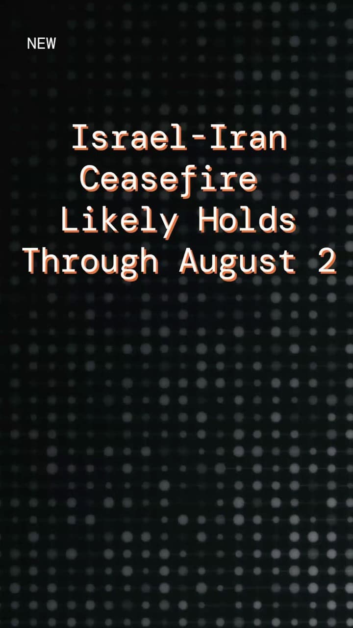 Thumbnail for the Quotient YouTube Short: Israel-Iran Ceasefire Likely Holds Through August 2.
